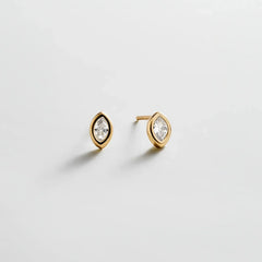 Elaine 14K Gold Stud Earrings - Marquise Stone