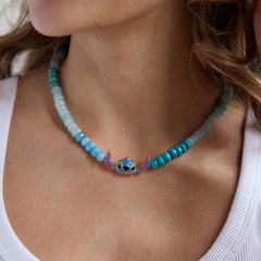 Disney Stitch Semi-Precious Necklace - Blue