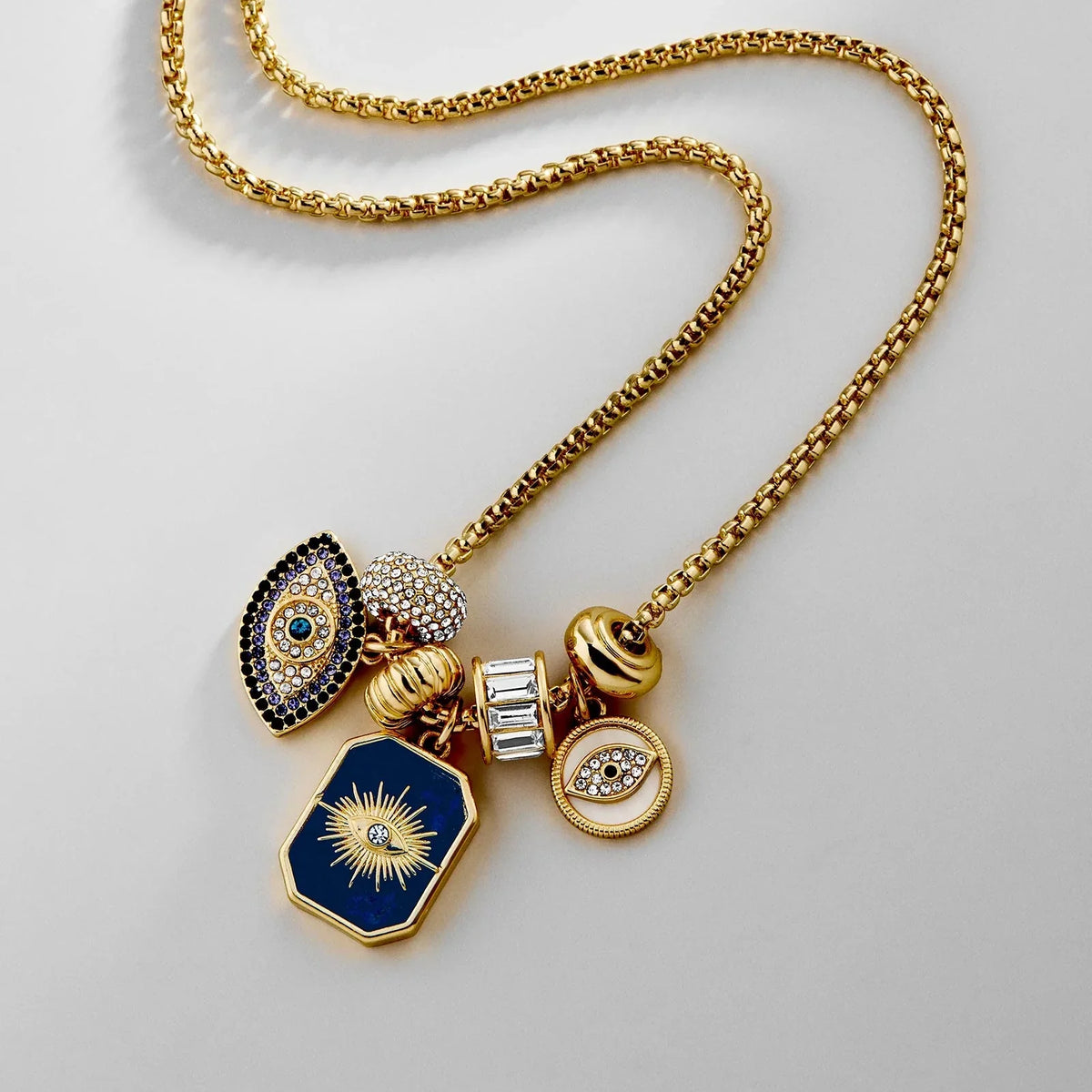 Evil Eye Charm Necklace - Lapis Evil Eye