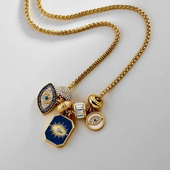 Evil Eye Charm Necklace - Lapis Evil Eye