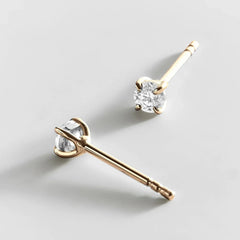 Debra 14K Gold Earrings - Round Stone