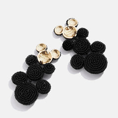 Disney Mickey Mouse Beaded Statement Earrings - Black