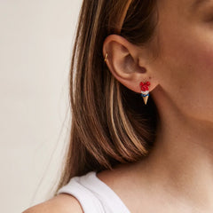 Disney Ice Cream Cone Stud Earrings - Red/White/Blue