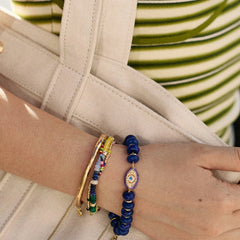 Eye Catcher Evil Eye Semi-Precious Bracelet - Navy