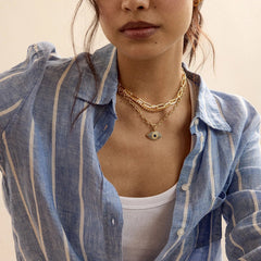 Eyes Out Necklace - Gold/Blue
